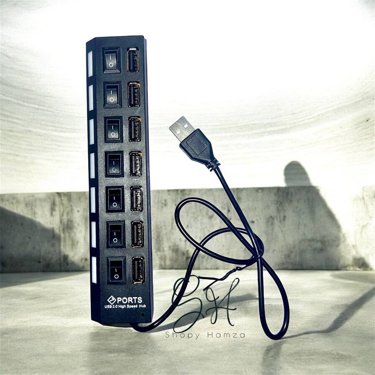 Adaptateur USB 7 ports avec interrupteurs marche/arrêt